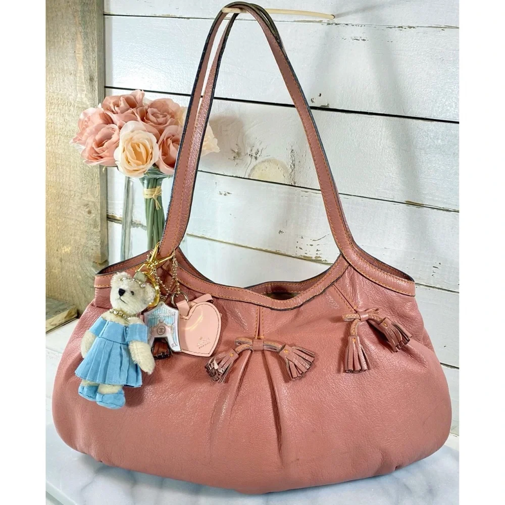 Anya Hindmarch Pink Leather Tassel Shoulder Bag